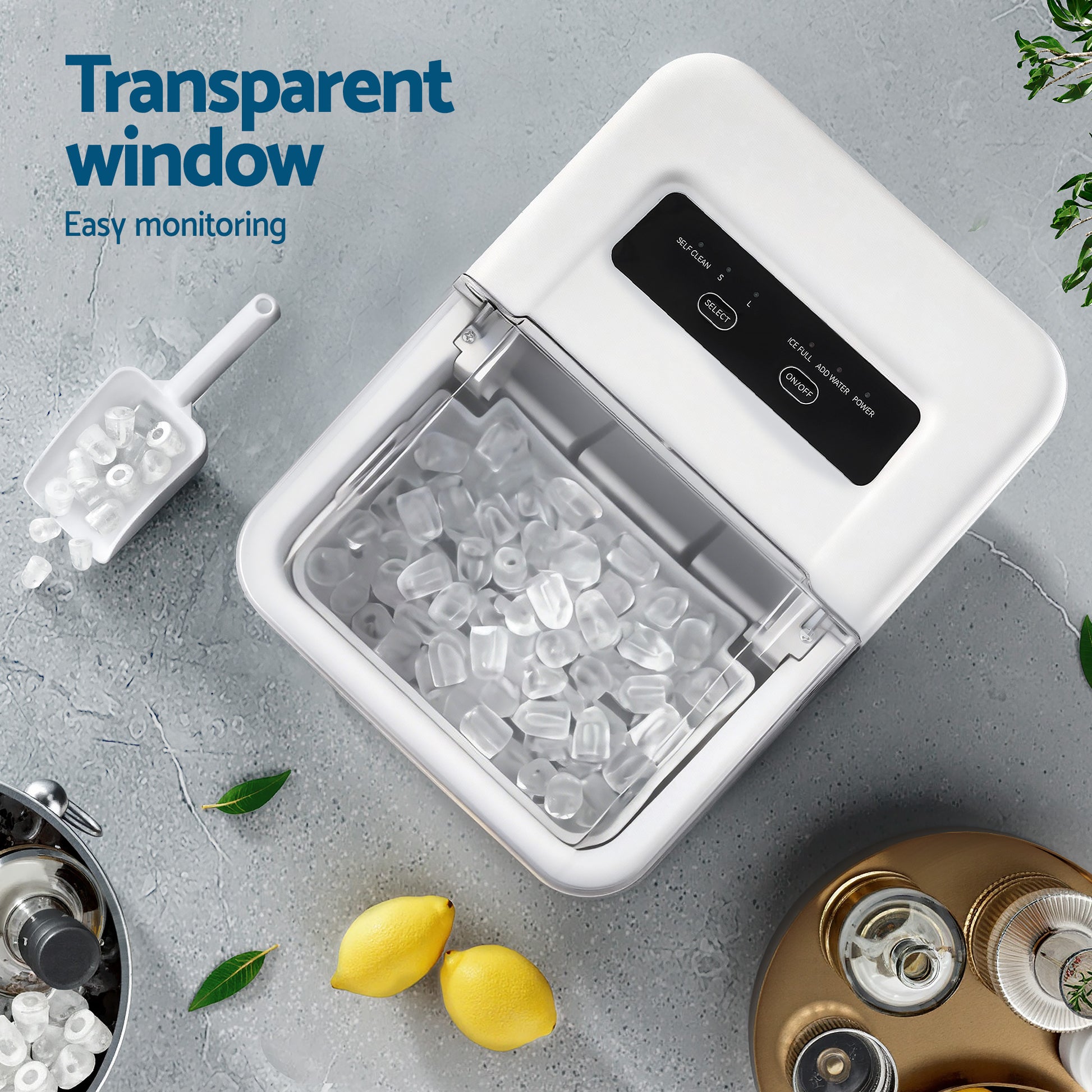 Devanti Ice Maker Machine Portable 12kg Countertop w/Self Cleaning 1.2L White - Image 9