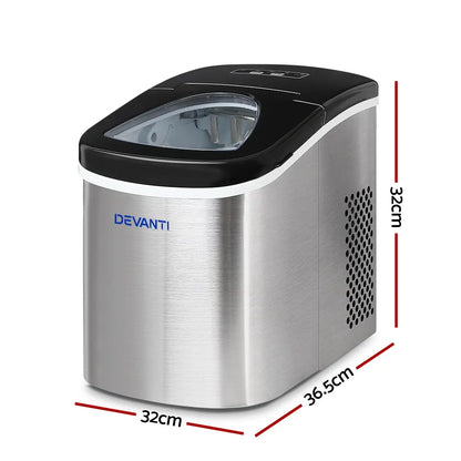 Devanti 2.4L Stainless Steel Portable Ice Cube Maker - Image 2