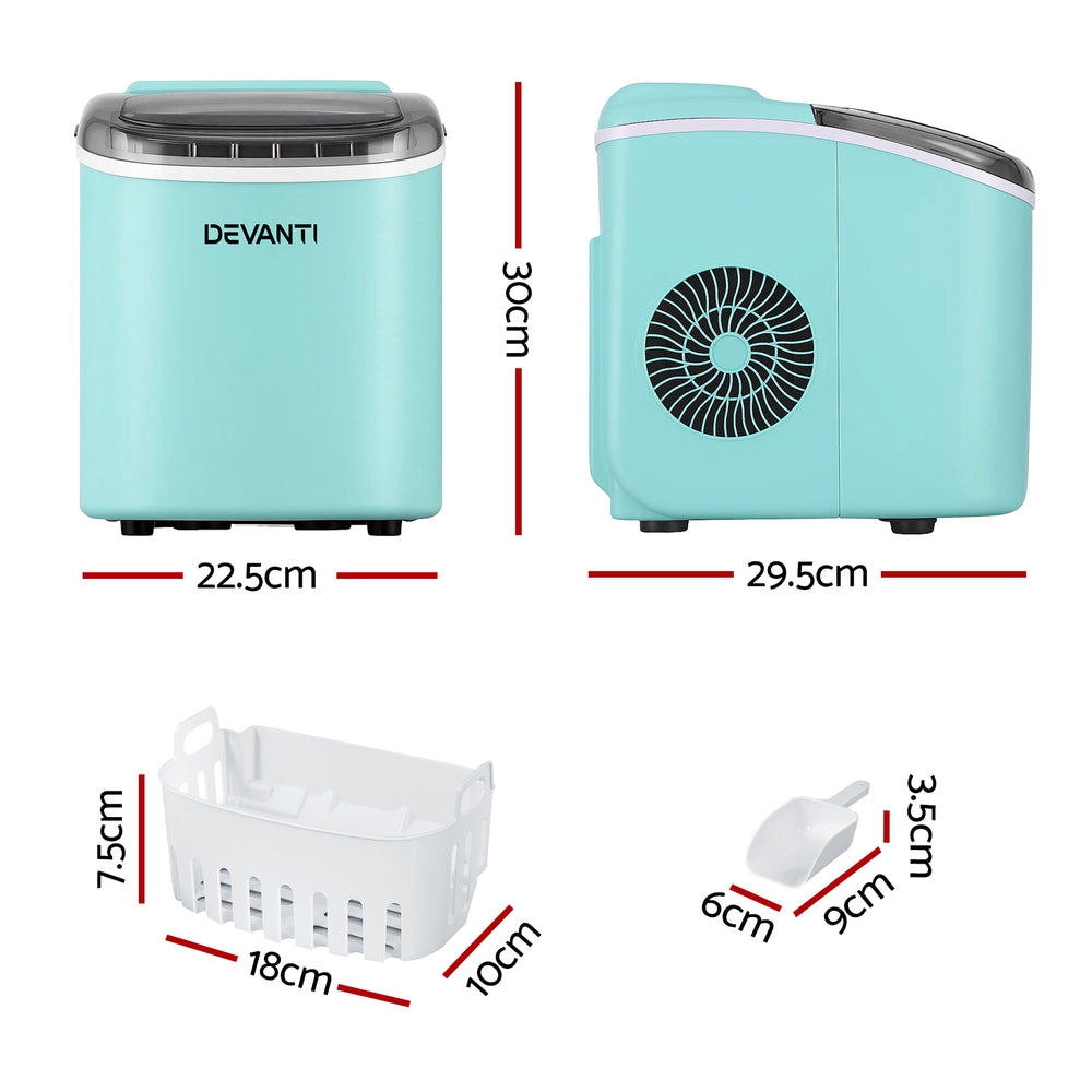 Devanti 12kg Ice Maker Machine w/Self Cleaning Green - Image 2