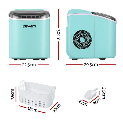 Devanti 12kg Ice Maker Machine w/Self Cleaning Green - Image 2