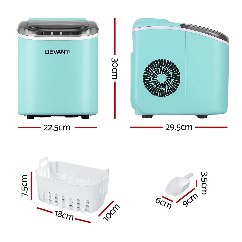 Devanti 12kg Ice Maker Machine w/Self Cleaning Green - Image 2
