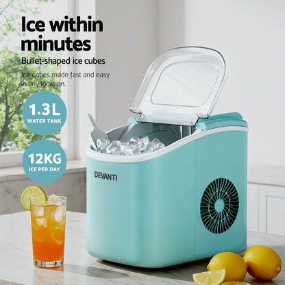 Devanti 12kg Ice Maker Machine w/Self Cleaning Green - Image 3