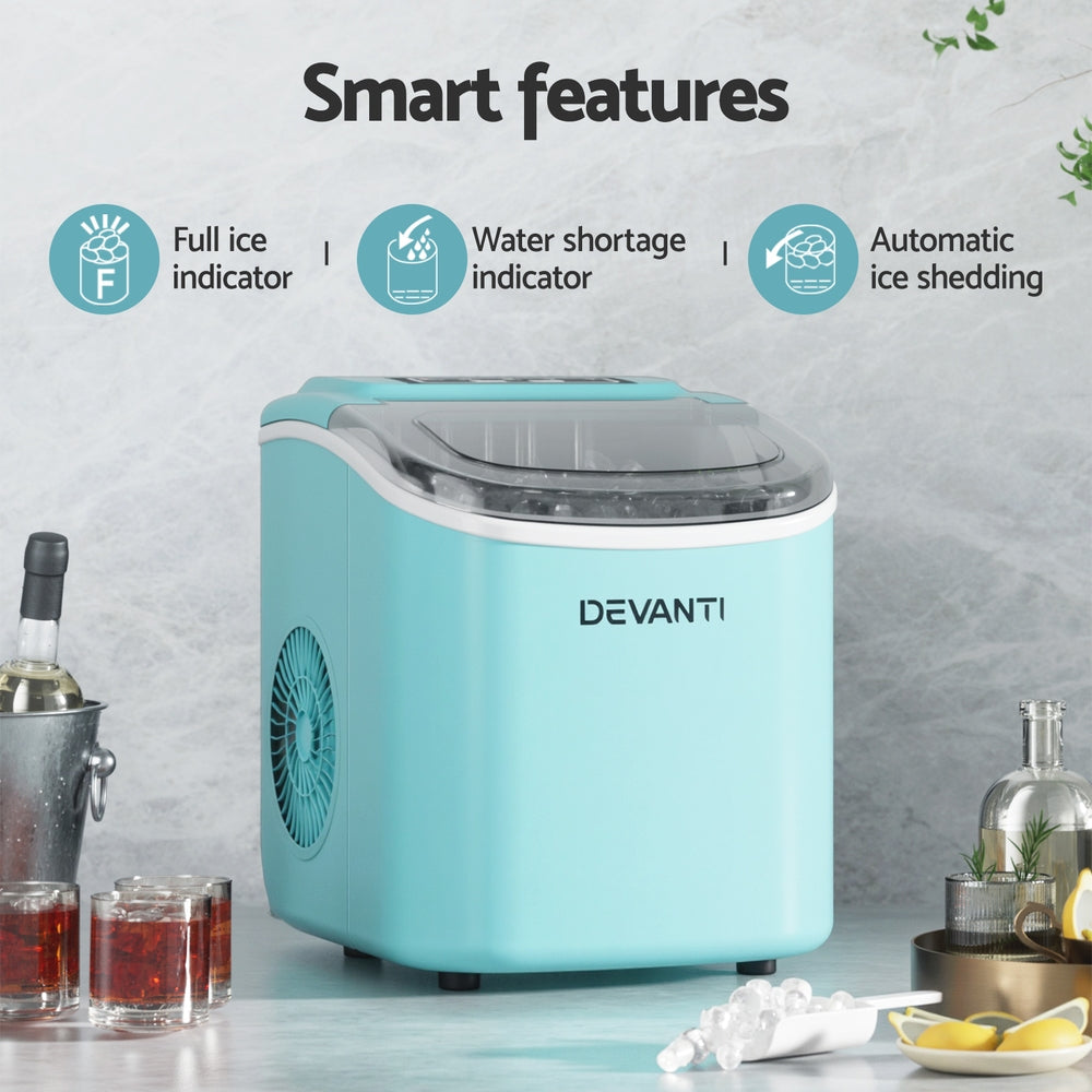 Devanti 12kg Ice Maker Machine w/Self Cleaning Green - Image 4