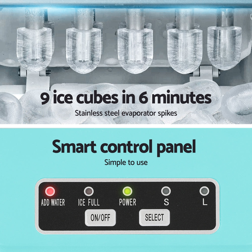Devanti 12kg Ice Maker Machine w/Self Cleaning Green - Image 6