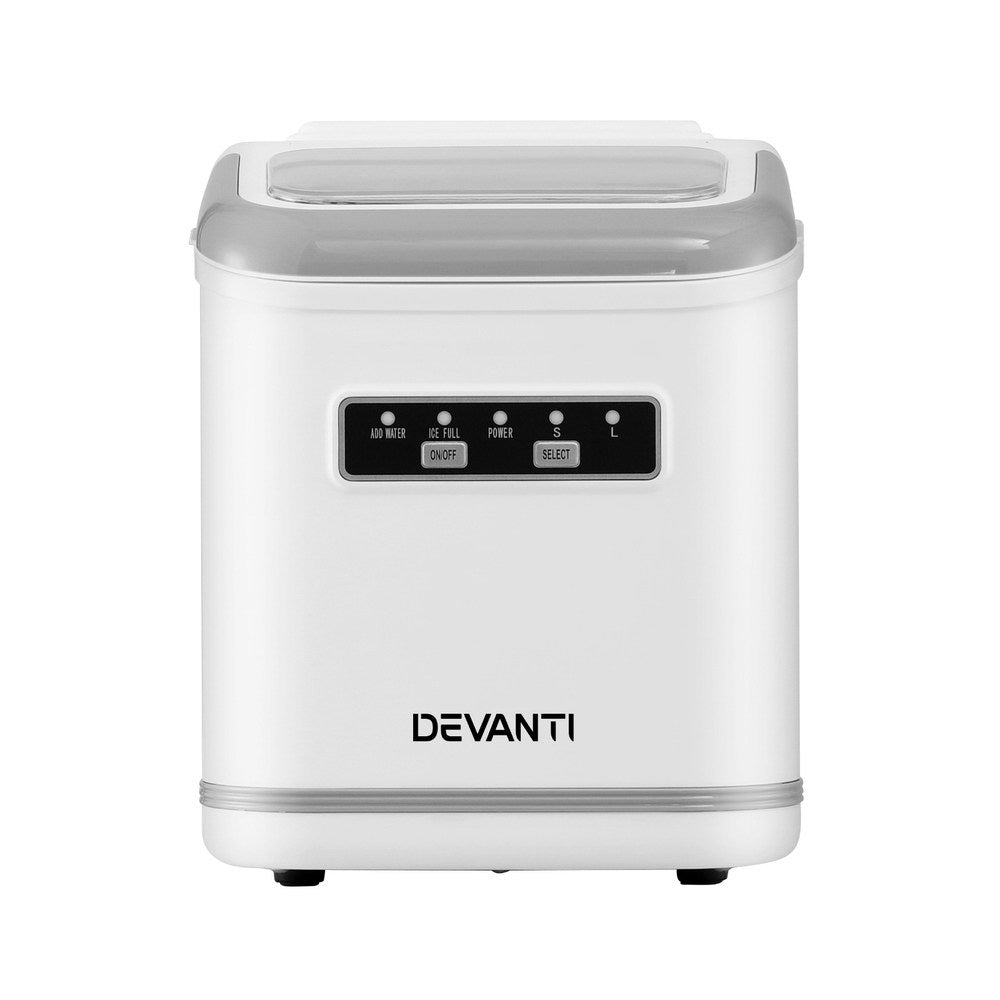 Devanti Ice Maker Machine Portable 12kg Countertop w/Self Cleaning 1.3L White - Image 3