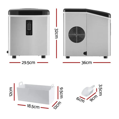 Devanti 15kg Ice Maker Machine Silver - Image 2