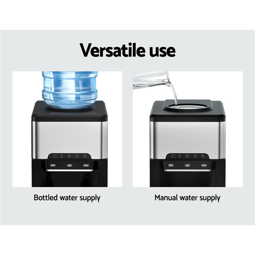 Devanti 20kg 3 in 1 Ice Maker Machine Cold and Hot Water Dispenser 3L Silver - Image 5