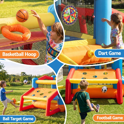Keezi Inflatable Kids Pool Play Park Jumping Castle Volleyball Net with Blower Balls 4mx4.37m - Image 6