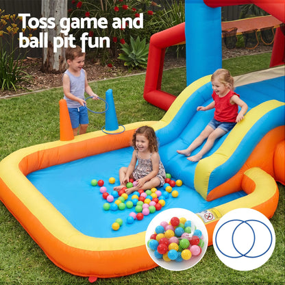 Keezi Inflatable Kids Pool Play Park Jumping Castle Volleyball Net with Blower Balls 4mx4.37m - Image 7