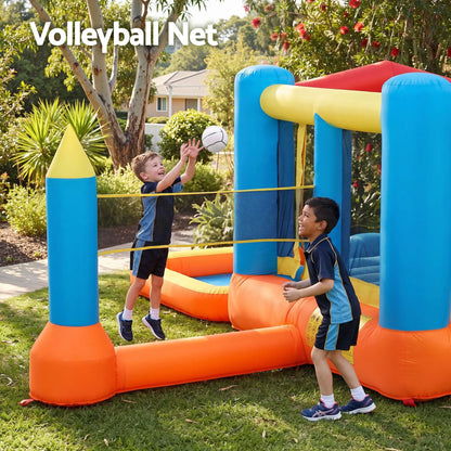 Keezi Inflatable Kids Pool Play Park Jumping Castle Volleyball Net with Blower Balls 4mx4.37m - Image 8