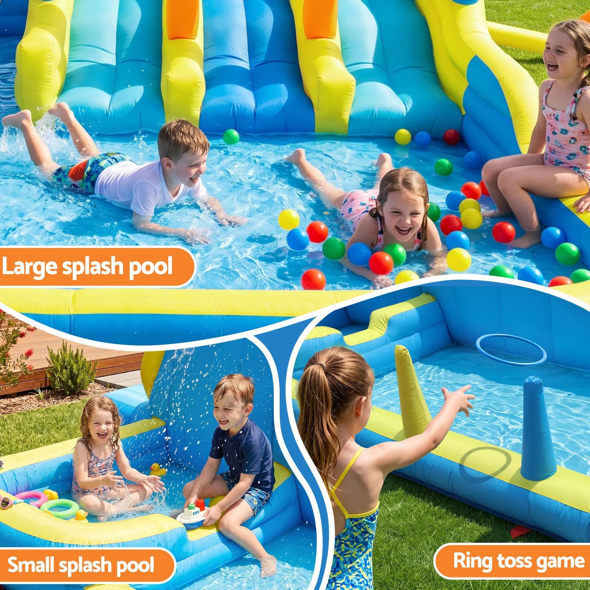 Keezi Inflatable Splash Kids Pool Water Slide Park with Blower 4m x 5.65m - Image 6
