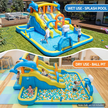 Keezi Inflatable Splash Kids Pool Water Slide Park with Blower 4m x 5.65m - Image 9