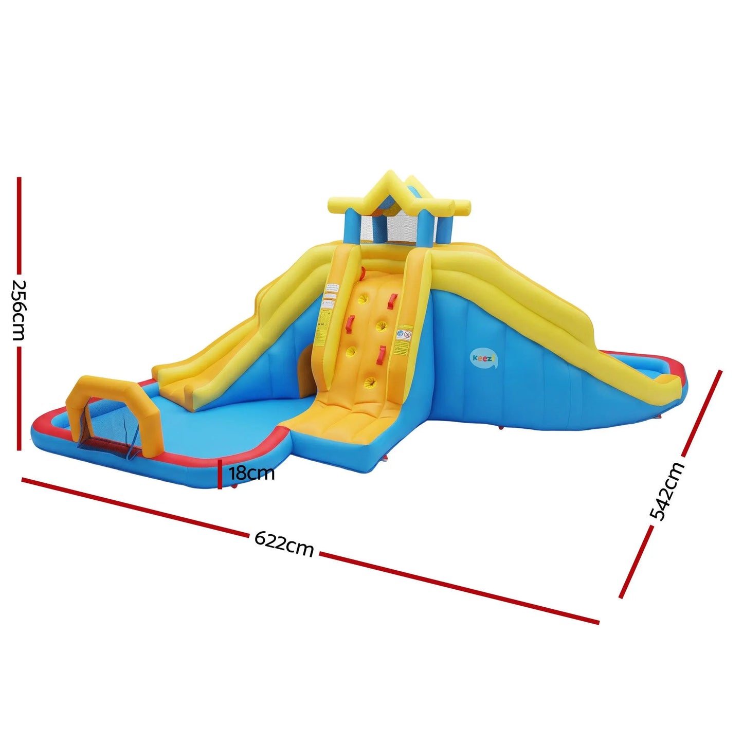 Keezi Inflatable Kids Pool Water Slide Splash Castle Football 622cmx542cm - Image 2