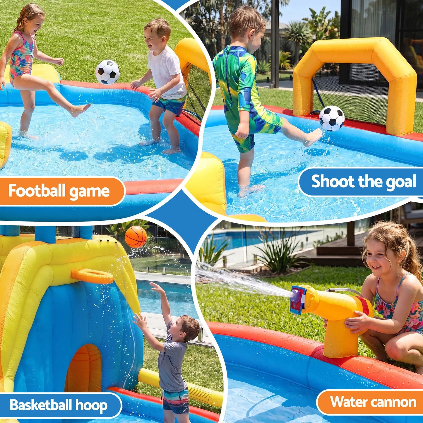 Keezi Inflatable Kids Pool Water Slide Splash Castle Football 622cmx542cm - Image 7