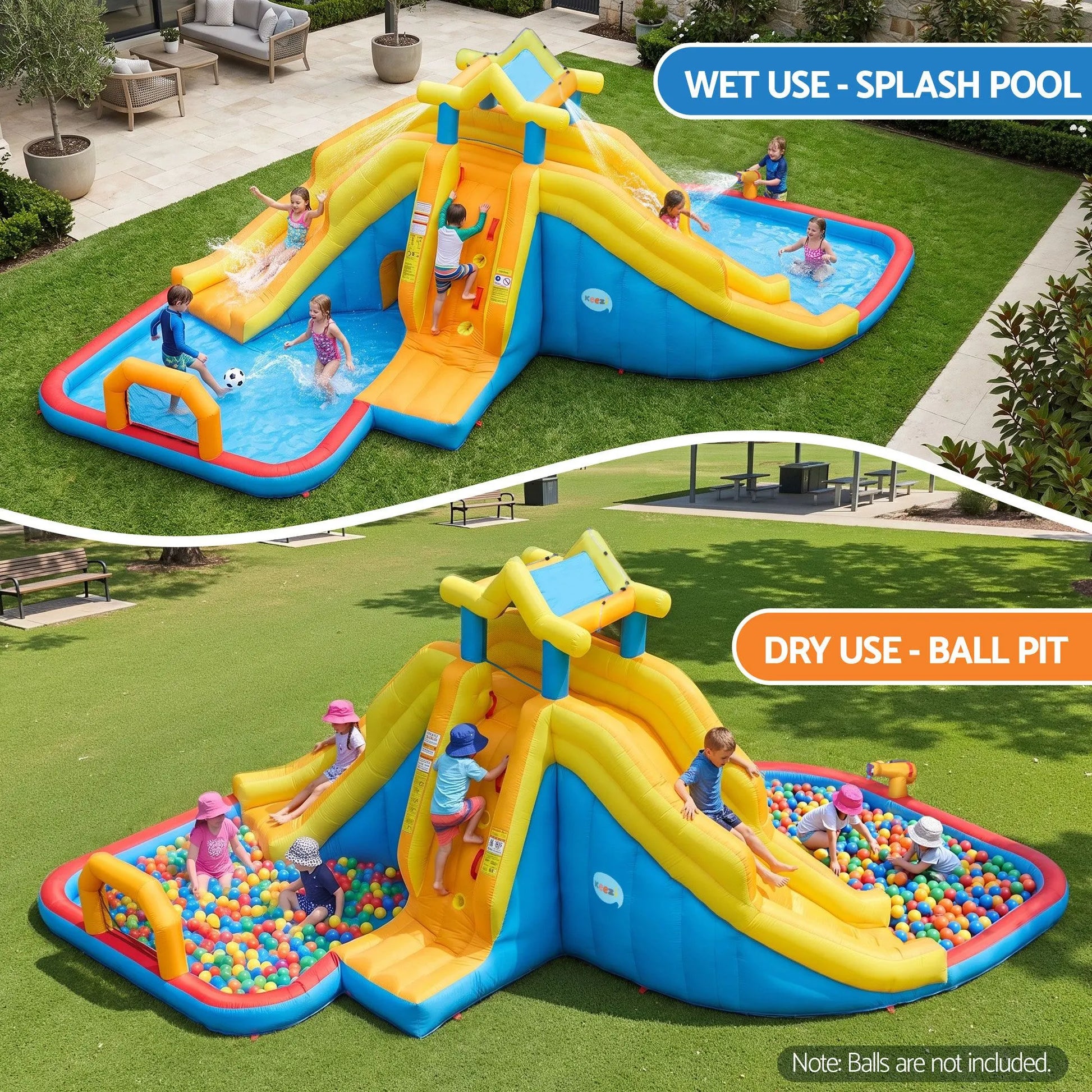Keezi Inflatable Kids Pool Water Slide Splash Castle Football 622cmx542cm - Image 9