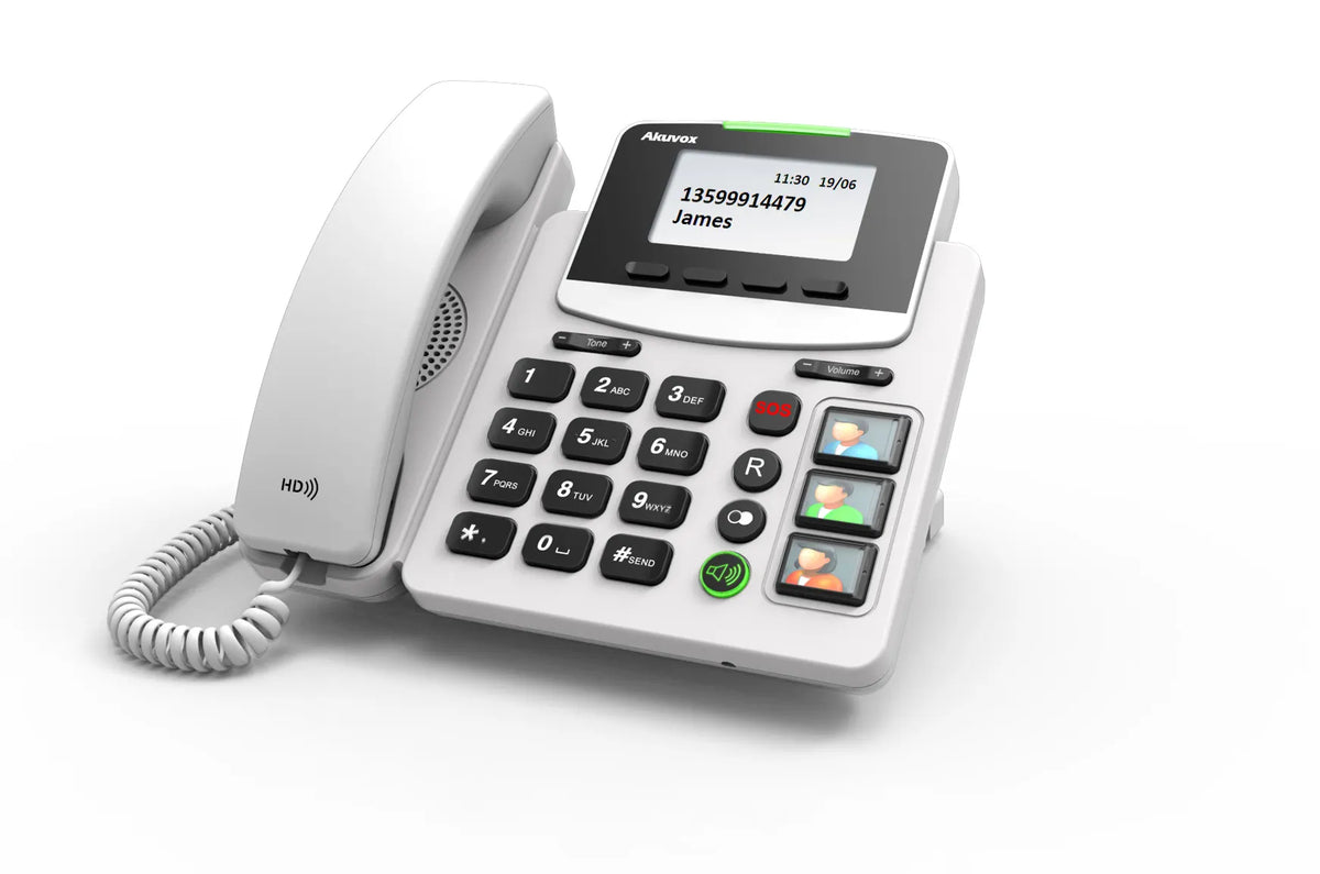 Akuvox SP-R15P Big Button IP Phone, 1 SIP Line, HAC, Supports PoE, Power Supply not included - VO...