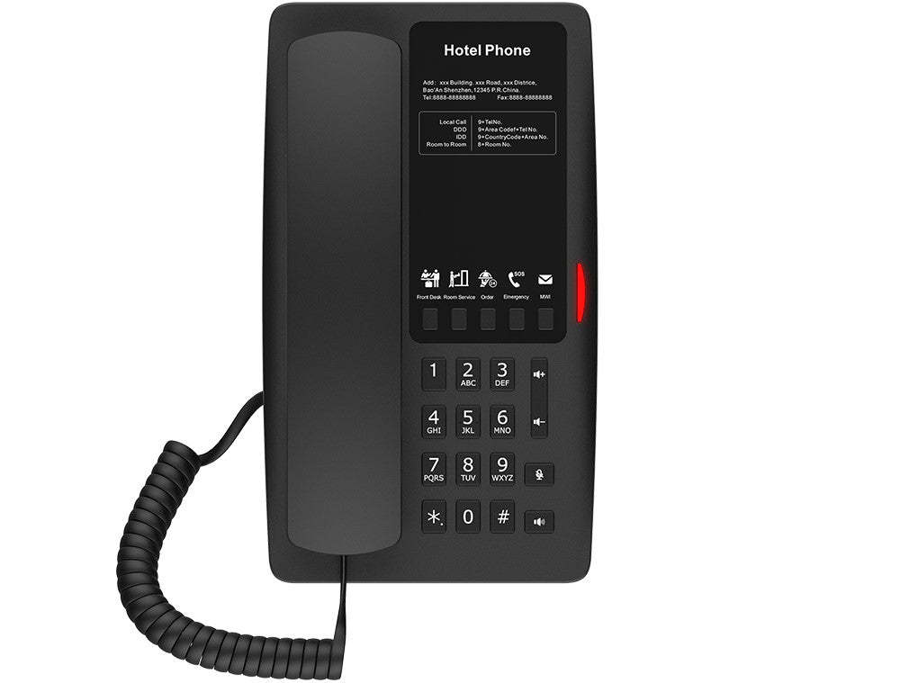FANVIL, H4 Hotel IP Phone, Black, Cost-effective hotel IP phone, HD voice, 0/100Mbps Ethernet, an...