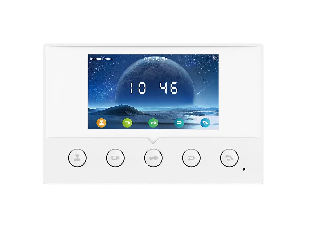 Fanvil i51W SIP indoor station, 4.3in color touchscreen, Wi‑Fi, PoE, video intercom, remote door...