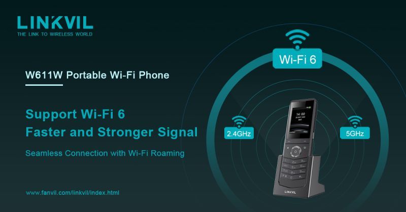 Fanvil Linkvil W611W Portable Wi-Fi Phone 2.4' Color Screen, Support Dual-band Wi-Fi, Up To 9 Hou... - Image 4