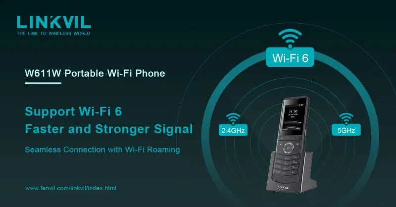 Fanvil Linkvil W611W Portable Wi-Fi Phone 2.4' Color Screen, Support Dual-band Wi-Fi, Up To 9 Hou... - Image 4
