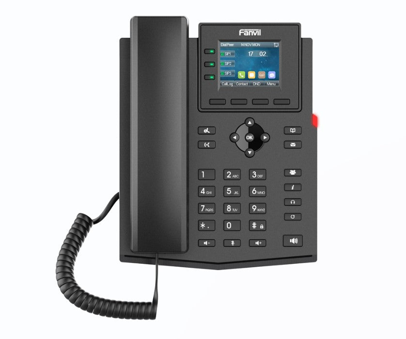 Fanvil X303W Enterprise IP Phone, 2.4-inch Color Screen, 4 SIP Lines, 6-party conferencing, HD au...