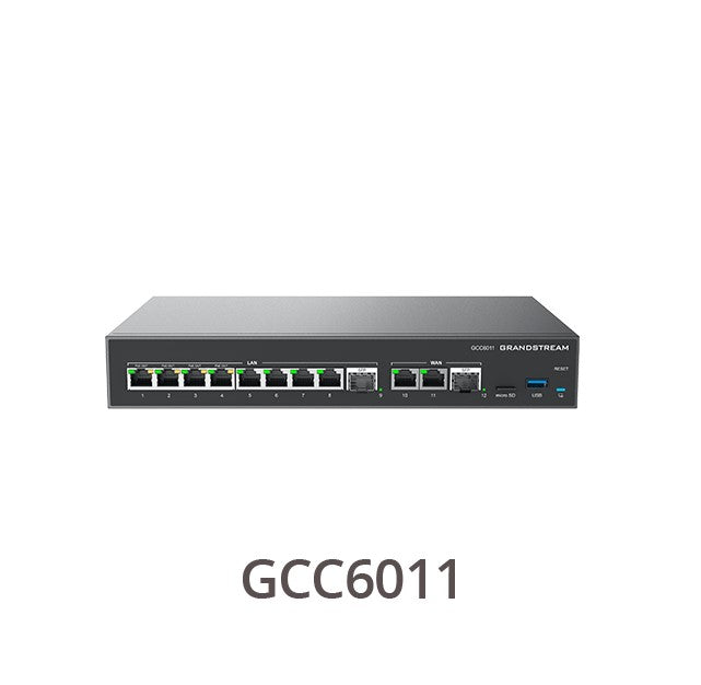 Grandstream GCC6011, 2 x 2.5 Gigabit SFP port and 10 x Gigabit Ethernet ports, Built-in IP PBX pr...
