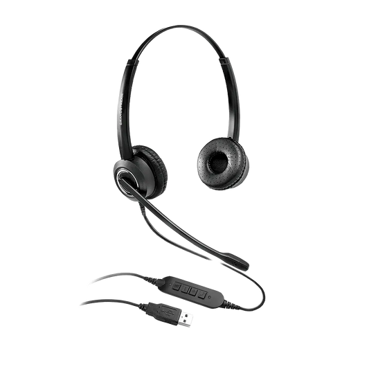 Grandstream GUV3000 Dual Ear USB Headset, Noise Canceling Microphone, HD Audio, 2m USB Cable, Sui...