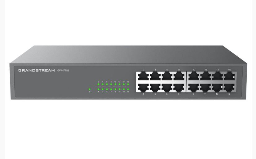 Grandstream IPG-GWN7702 Unmanaged Network Switch With 16 Ports Of Gigabit Ethernet Connectivity