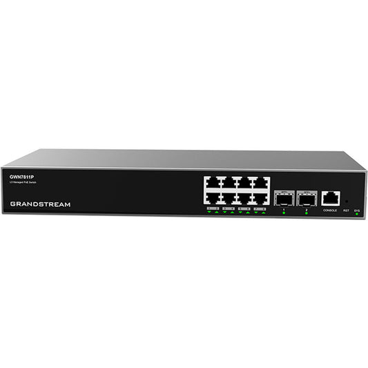 Grandstream GWN7811P 8-Port PoE Switch, Layer 3  Managed Network Switch with extensive features t...