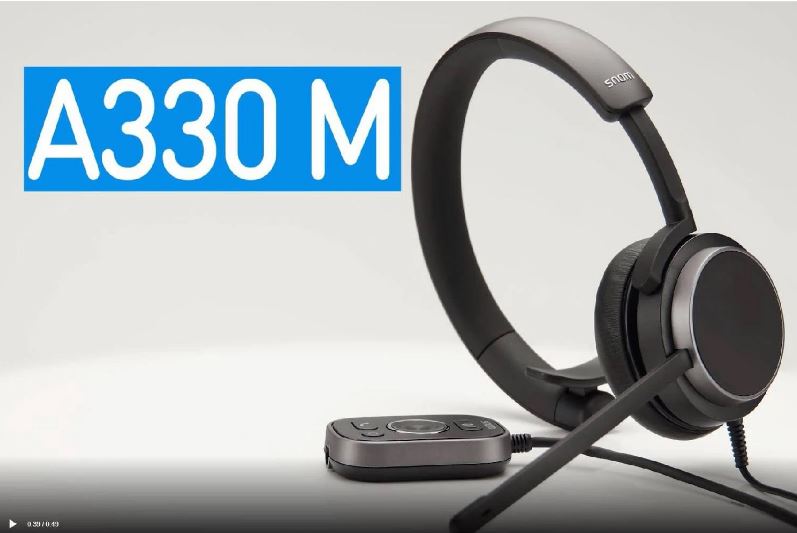 SNOM A330M Over-Ear USB-A Mono Headset, Passive Noise Cancellation, Black, USB/RJ9/3.5 Jack Cable... - Image 2