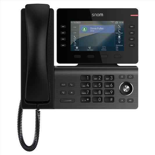 SNOM D812 Desk Telephone, 5' color LCD Screen with 8 SIP accounts, GigE ethernet switch, and 1 US...