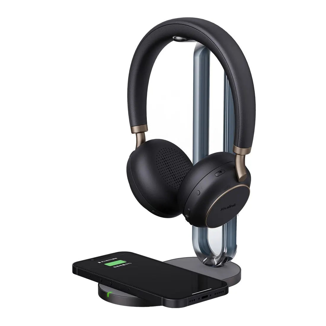 Yealink BH76 Plus with Charging Stand Teams Black USB-C/A Bluetooth Stereo Headset, 5Mic Beamform...