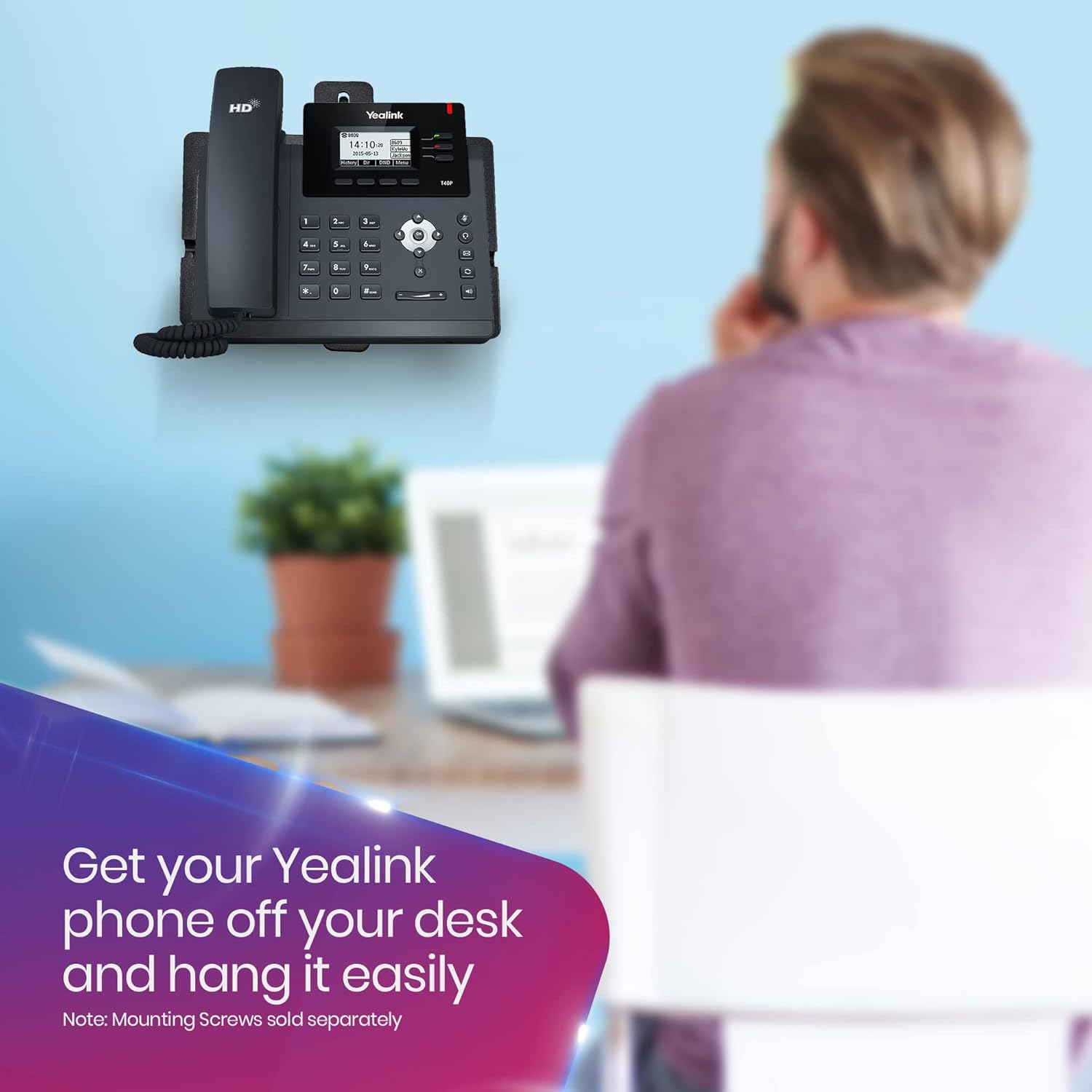 Yealink WMB-T40/T41/T42-WB, Wall Mount Bracket for SIP- T40G/T40P//T41P/T41S/U/T42G/T42S/T42U/T43... - Image 2