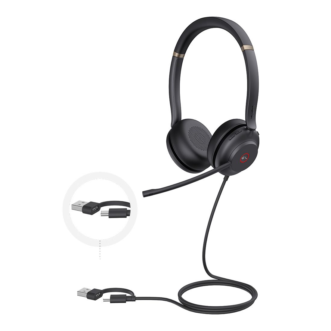 Yealink UH37 Dual MicrosoftTeams Certified USB Wired Headset USB-C/A PROFESSIONAL USB HEADSET Dua...