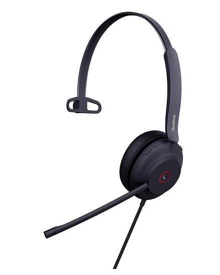 Yealink UH37 Microsoft Teams Certified USB Wired Headset, Mono, USB-C/A, Dual Noise-Cancelling, Busylight, Leather Ear Cushion, HD Audio