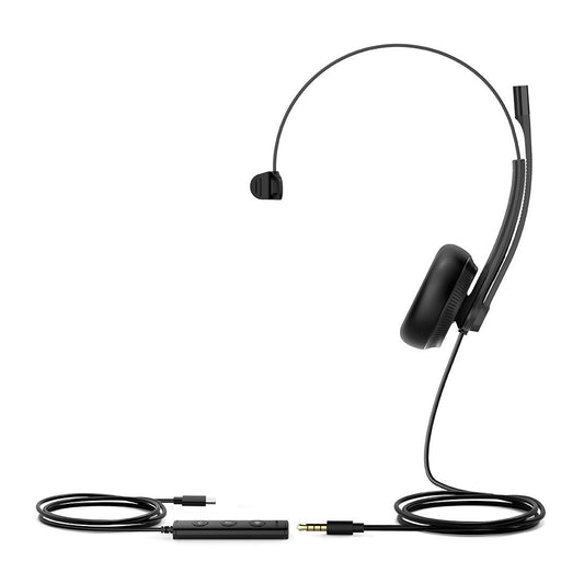 Yealink UH34 Special Edition Mono UC USB Headset, USB-C  3.5mm, Audio Clarity, Noise Cancelling M...