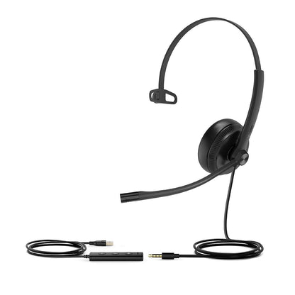 Yealink UH34 Special Edition Mono UC USB Headset, USB-A  3.5mm, Audio Clarity, Noise Cancelling M...
