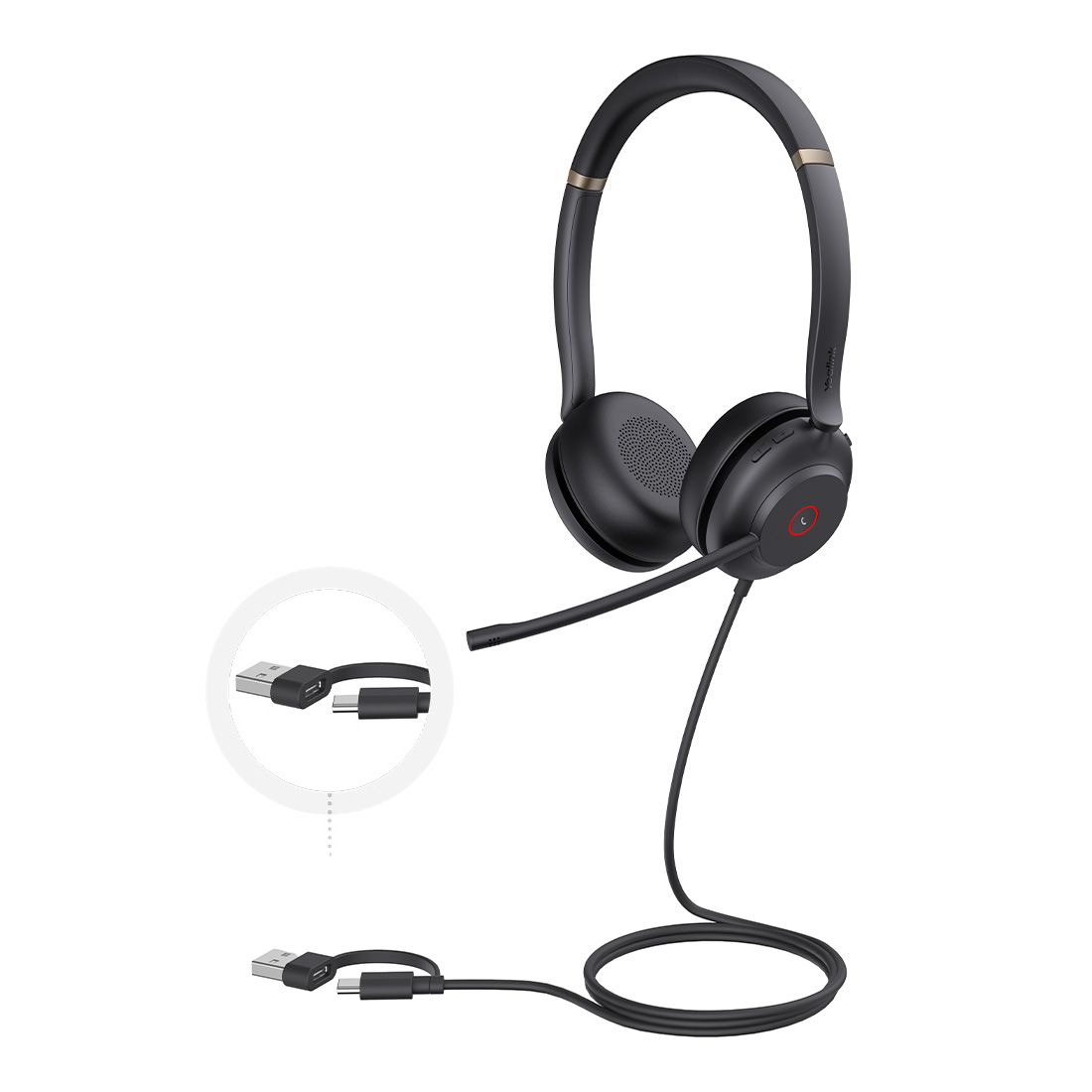 Yealink UH37 Dual USB-C/A USB Wired Headset, UC Dual, USB-C/A, 35mm Speakers, Stereo, HD Audio, 2...