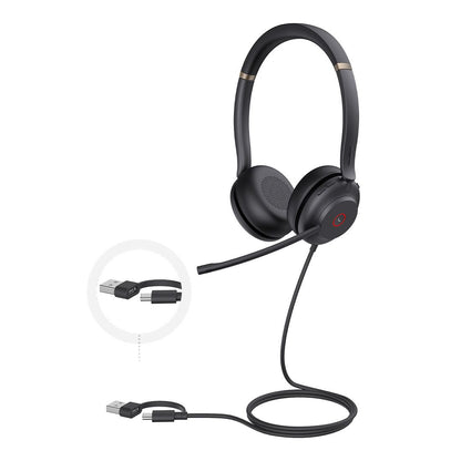 Yealink UH37 Dual USB-C/A USB Wired Headset, UC Dual, USB-C/A, 35mm Speakers, Stereo, HD Audio, 2...