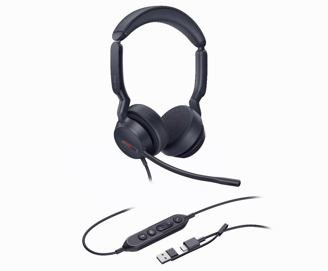 Yealink UH44 Dual Teams USB-C/A Microsoft Certified Teams USB Wired HeadsetDual Noise-Canceling M...