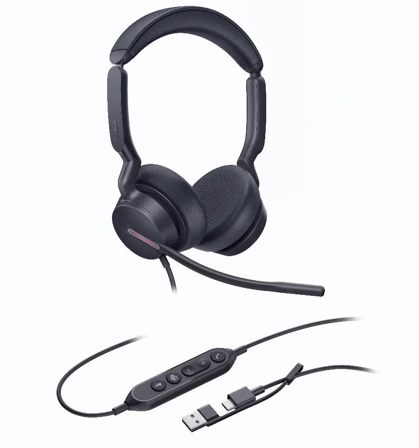 Yealink UH46 Dual Teams USB-C/A Microsoft  Certified Teams USB Wired Headset 3-Noise-Canceling Mi...