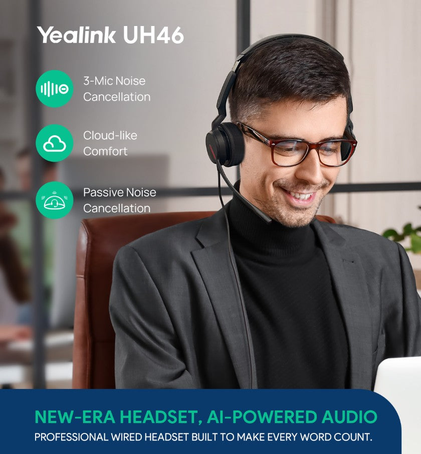 Yealink UH46 Dual UC USB-C/A Unified  Communications  USB  Wired  Headset 3-Noise-Canceling Micro... - Image 3