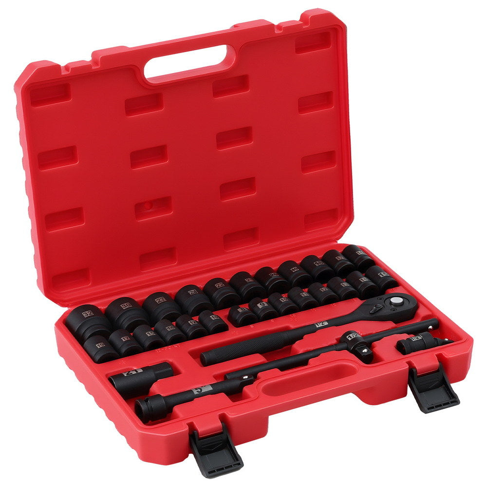 Giantz 30Pc 1/2" Drive Socket Set Cr-V Steel 8-32mm Workshop Repair - Image 2