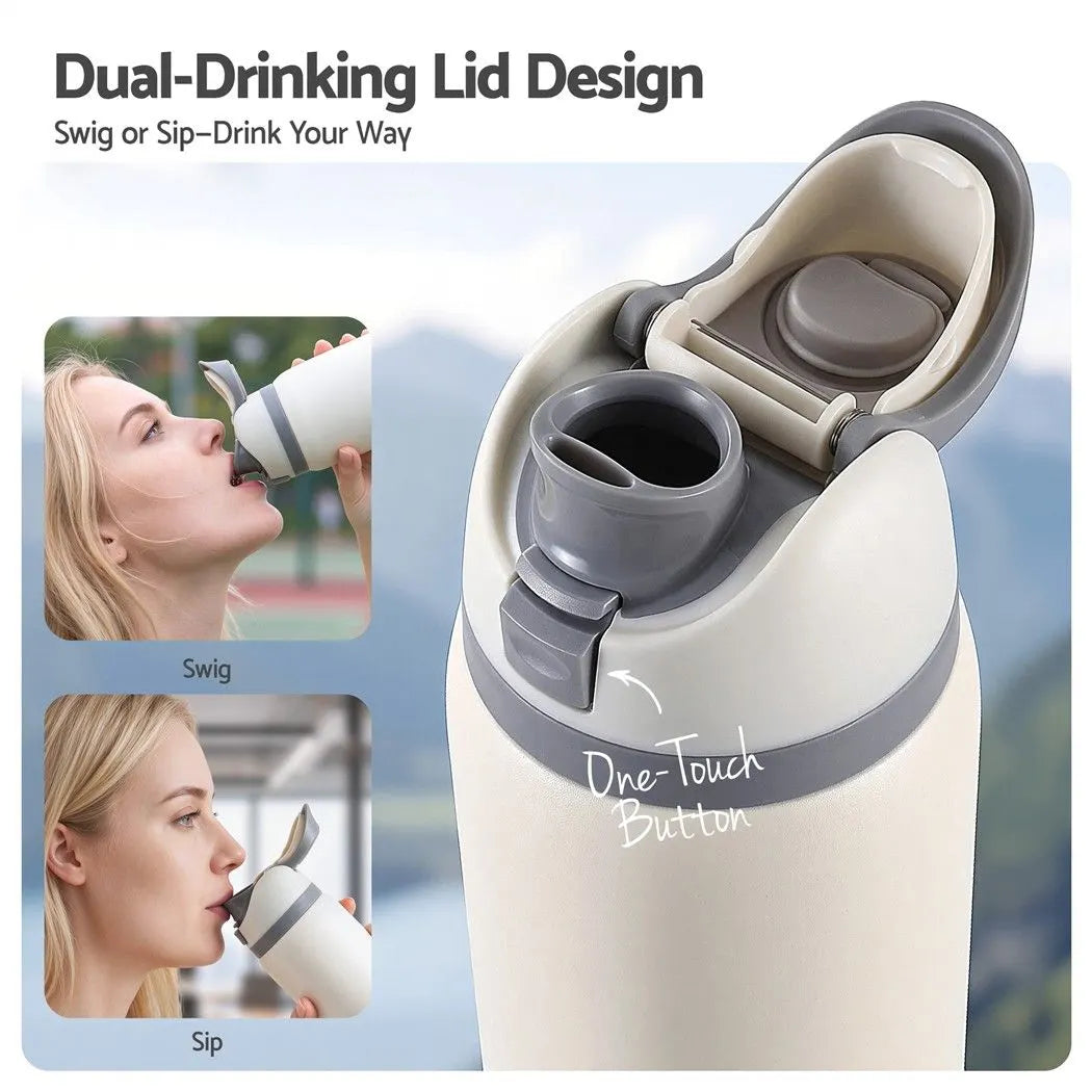 Everfit 950ML Insulated Water Bottle with Straw Stainless Steel Drink Bottle - Image 7