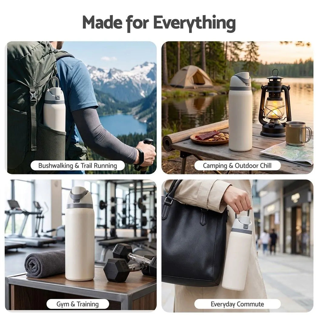 Everfit 950ML Insulated Water Bottle with Straw Stainless Steel Drink Bottle - Image 9