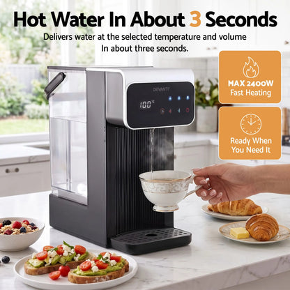 Devanti Instant Hot Water Dispenser 3L Heating Kettle 2400W Touch Control Water Black - Image 4