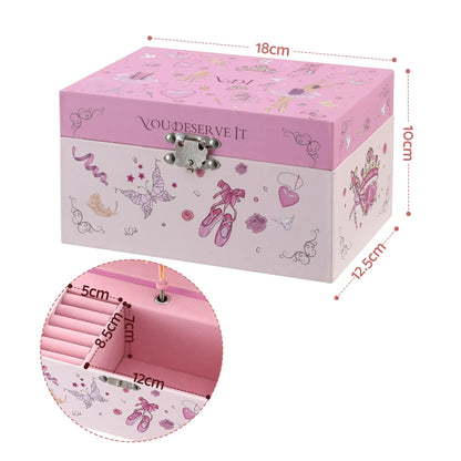 Keezi Kids Jewellery Box Organiser for Girls Kids Music Box Princess Pink - Image 3