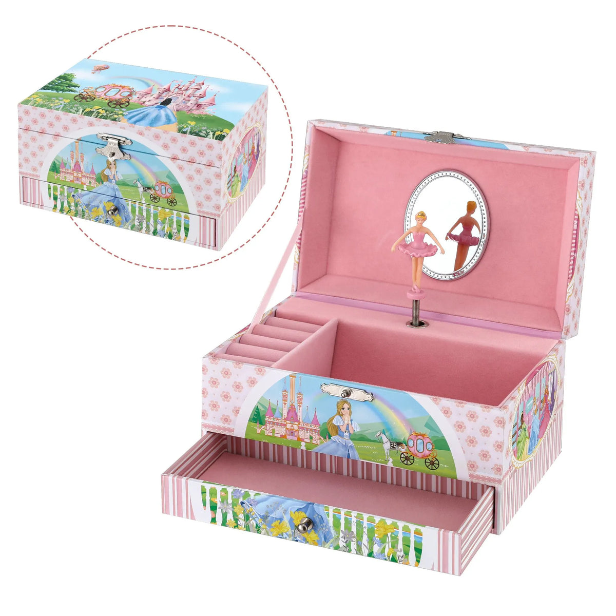 Keezi Kids Jewellery Box Organiser for Girls Kids Music Box with Drawer - Image 2