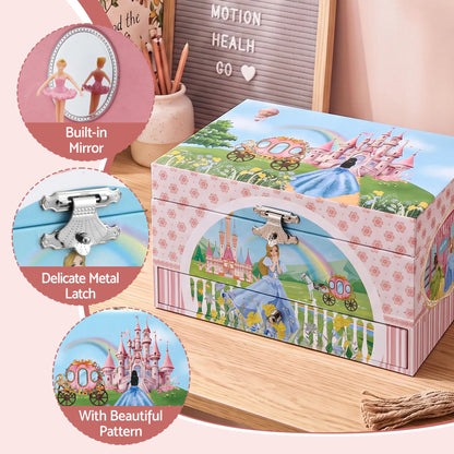 Keezi Kids Jewellery Box Organiser for Girls Kids Music Box with Drawer - Image 8