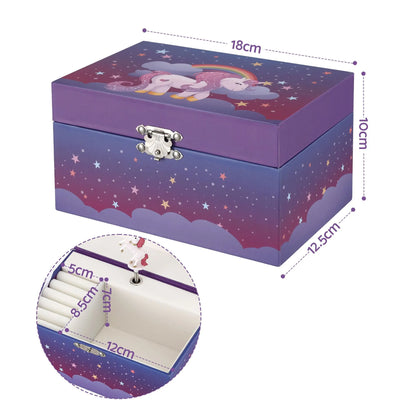 Keezi Kids Jewellery Box Organiser for Girls Kids Music Box Unicorn Purple - Image 3